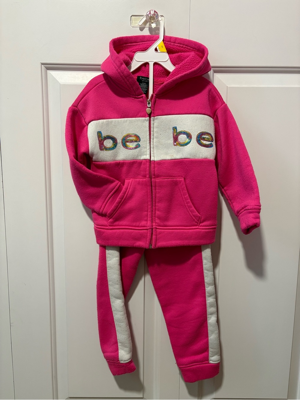 bebe Girls' Hot Pink Hooded Sweatshirt & Jogger Set 4T